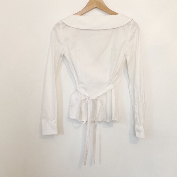 Aritzia Babaton Hasina Wrap Blouse White Cotton - Picture 11 of 13